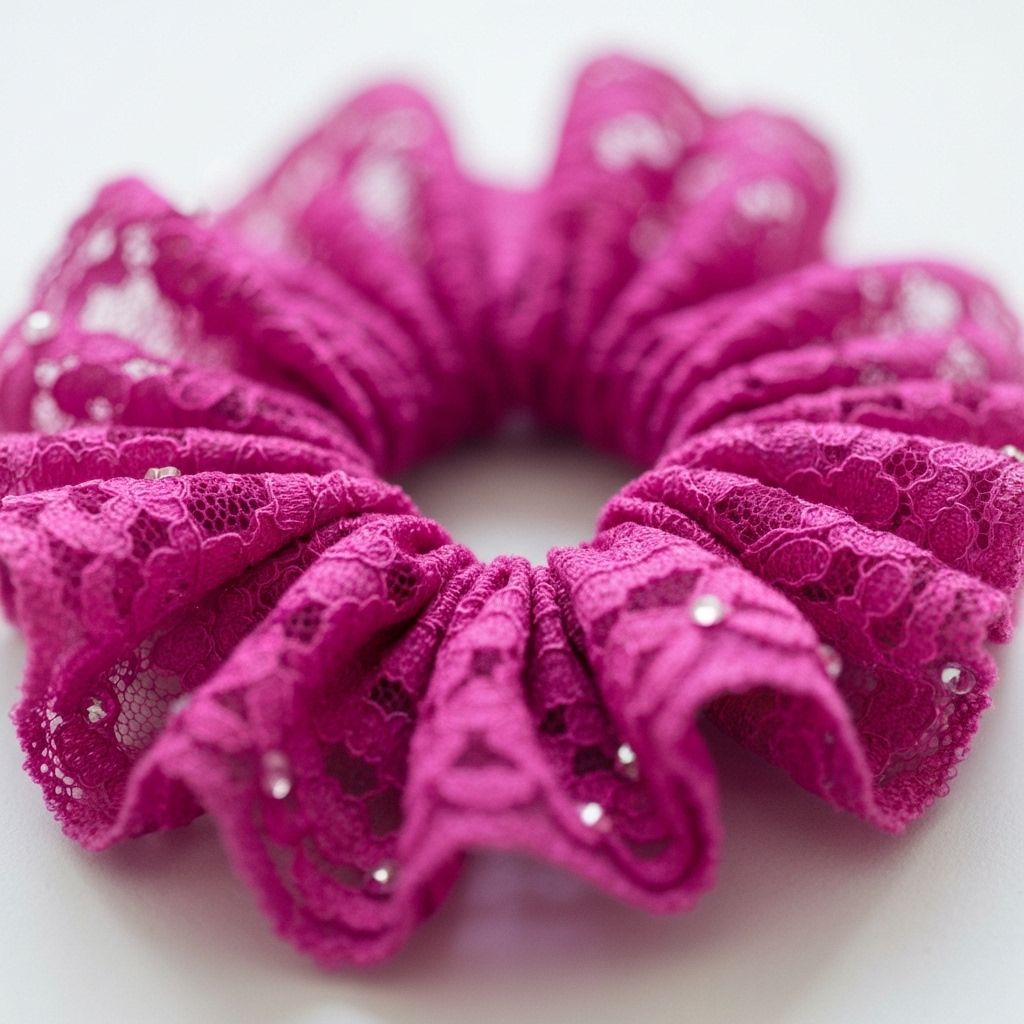 Magenta Lace Scrunchie
