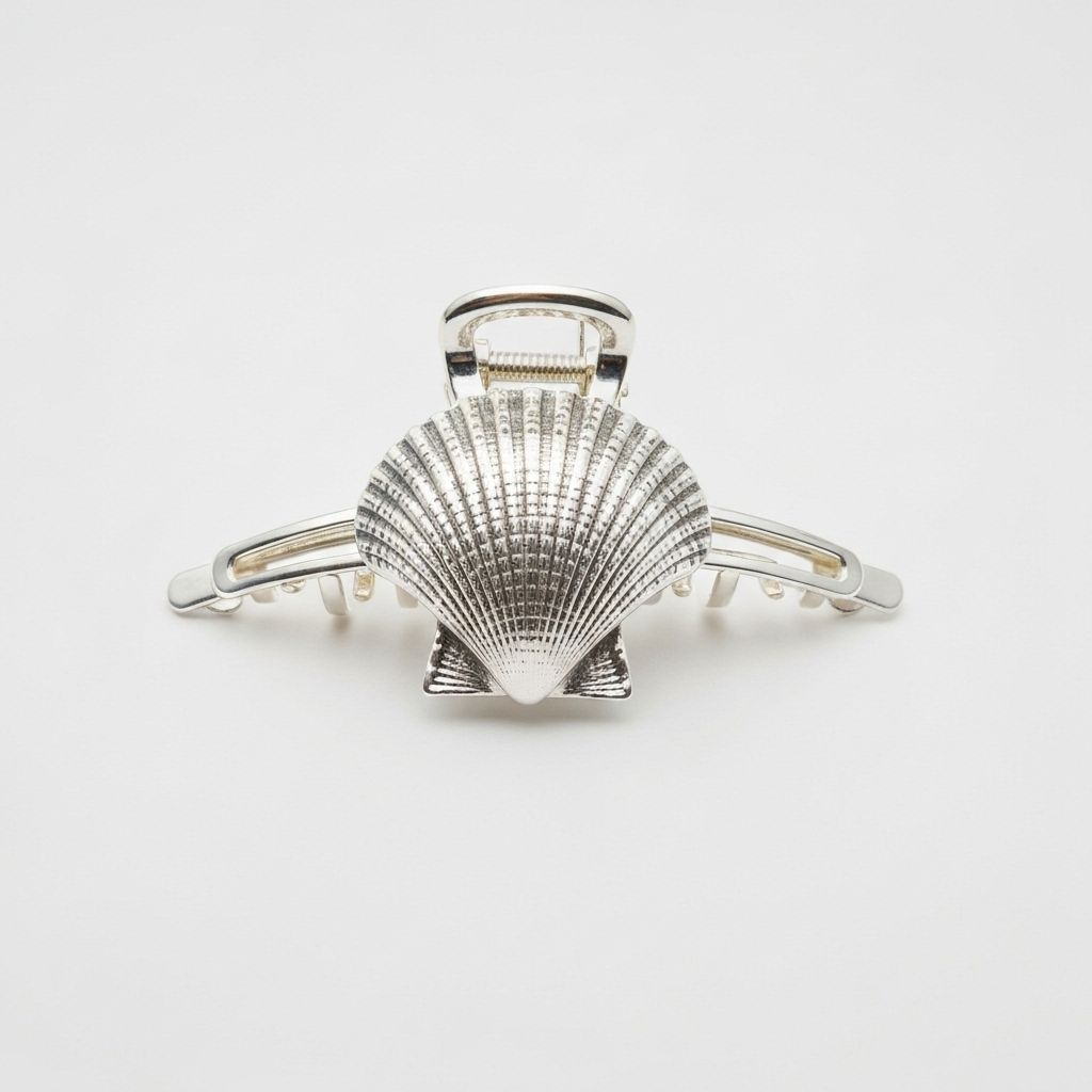 Silver Seashell Hair Clip