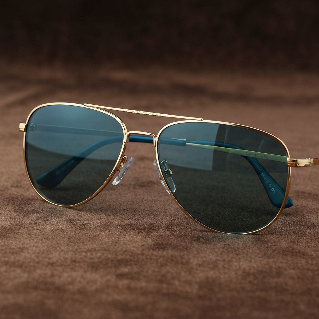 Teal Gold Aviator Sunglasses